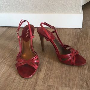 Aldo strappy red heels